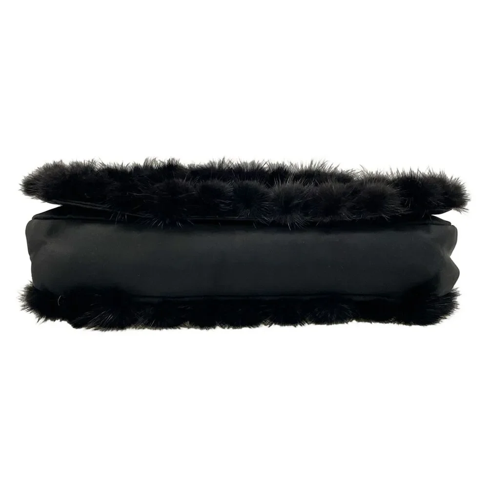Christian Dior Maris Pearl Shoulder Bag Fur Nylon Leather